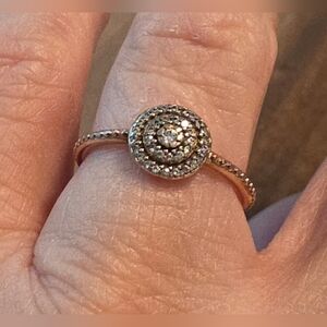 PANDORA RADIANT ELEGANCE ROSE GOLD RING SIZE 6 ALE MET 50